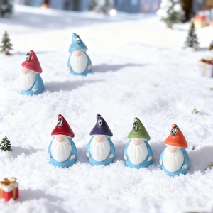 Cute Christmas resin gnome pendants with colorful hats and metal loops for DIY jewelry making