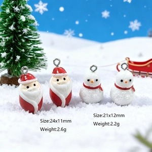 DIY Santa and Snowman resin pendants for jewelry making in festive winter scene
