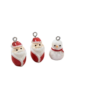 Cute resin Santa Claus and snowman charms with silver rings for DIY jewelry and crafts