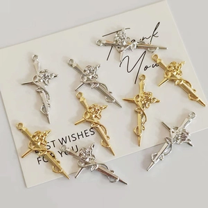 Pendentifs croix rose vintage en or et argent pour création de bijoux DIY