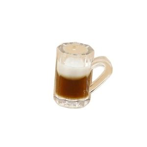 3D miniature resin beer mug pendant for DIY crafts with realistic foam and dark liquid