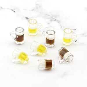 Set of 7 miniature resin beer mug charms with foam detail for DIY jewelry making