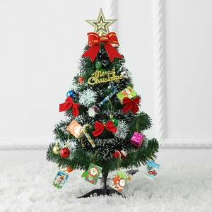 60cm Mini Artificial Christmas Tree Set with Golden Star and Festive Ornaments