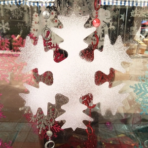 Funkelnder weißer Schneeflocken-Fensteraufkleber mit Glitzer-Finish für Weihnachtsdeko