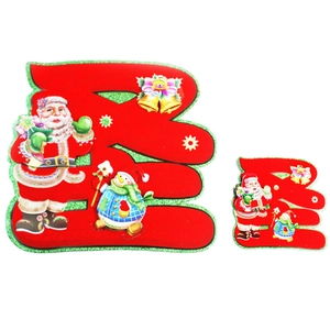 Autocollants de Noël Père Noël et renne avec caractère Fu festif rouge et doré