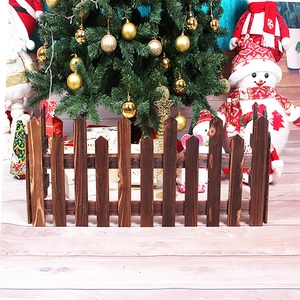 Decorative dark brown wooden garden fence for Christmas tree base and festive scene layout