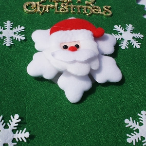 Detailed 3D Santa Claus figure on green velvet flag with golden Merry Christmas text