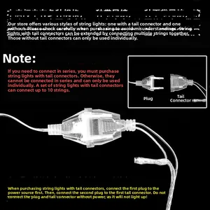 Detail der 10m LED-Lichterkette mit Anschluss für die Erweiterung von bis zu 10 Einheiten