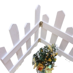 White picket wood fence decoration for Christmas trees and garden landscaping