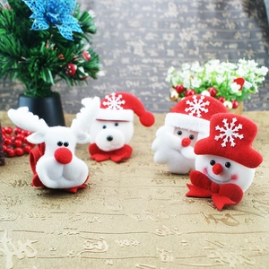 Christmas plush wristbands with Santa, Snowman, Bear, and Reindeer cartoon designs
