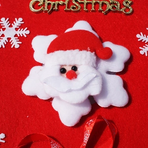 Christmas Santa Claus felt flag banner ornament with white snowflake and red background