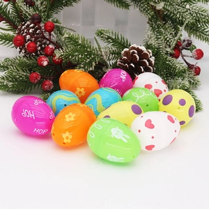 Group of colorful 4x6cm plastic openable Easter eggs with varied festive patterns