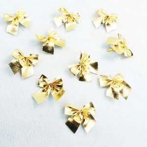 Set di 10 mini fiocchi dorati testurizzati per decorazioni natalizie e lavori fai da te