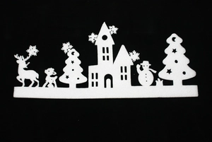 70cm white foam reindeer silhouette with Christmas trees and snowman for shop window