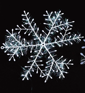 White iridescent glitter snowflake ornament with hanging hole for Christmas window decor