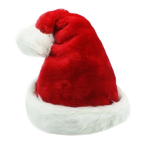 High Grade Thickened Red Long Plush Christmas Hat White Faux Fur Trim Santa Claus Hat For Adults Party Festive Decoration