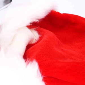 Premium thick red plush Santa hat for Christmas party decorations with soft white fur trim