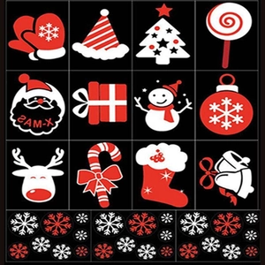 Kerst Sneeuwvlok Statische Vensterstickers PVC Feestelijke Rendier Kerstman Glas Decoratie Voor Etalage Huis Ornament