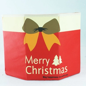 Red and white hexagonal Christmas tree base box with festive bow and tree pattern