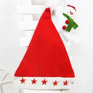 Christmas Hat With LED Light Red Pentagram Christmas Star Hat For Party Holiday Festive Decoration Gift Handmade Non-woven Hat