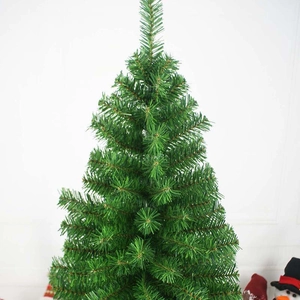 Close-up of dense green artificial pine needles and foliage on a 150cm Christmas tree