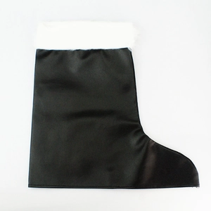 Classic black Santa boots with white faux fur trim for Christmas party costume props