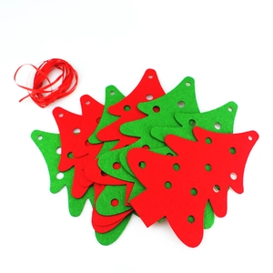 Felt Christmas tree bunting banner in red and green with hanging rope for party decor