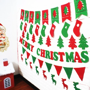 Felt Christmas banner set with red and green Merry Christmas letters and stockings