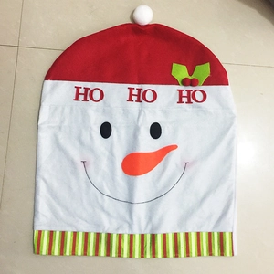 Christmas snowman chair cover with red hat and Ho Ho Ho embroidery for festive decor