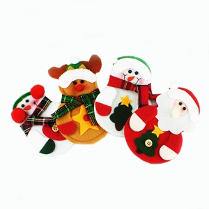 Set de 4 fundas de fieltro para cubiertos de Navidad con Papá Noel, muñeco de nieve y reno