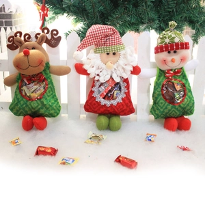 Christmas Candy Gift Bags Santa Claus Snowman Reindeer Transparent Window Non-Woven Fabric Goodie Bags For Party Decor