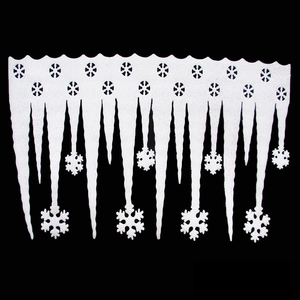 White 3D glitter snowflake and icicle border for Christmas window display decoration