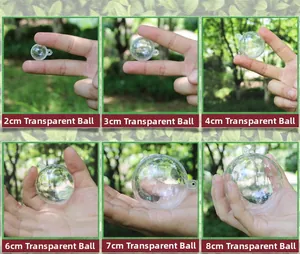 Confronto dettagliato delle dimensioni delle palline di Natale trasparenti da 2cm a 8cm