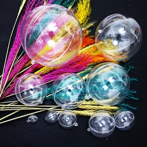 Palline di plastica trasparente di varie dimensioni con fiori secchi colorati