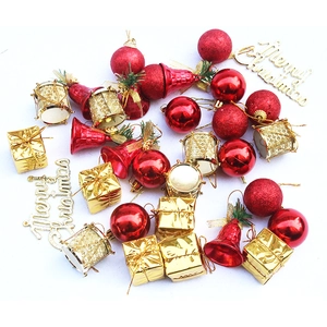 PVC Christmas Tree Ornaments Set Hanging Decorations Shiny Matte Balls Mini Gift Boxes Drums Bells Letter Sign Holiday Decor
