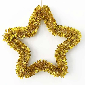 Sparkling gold star tinsel garland for festive Christmas door hanging and party decor
