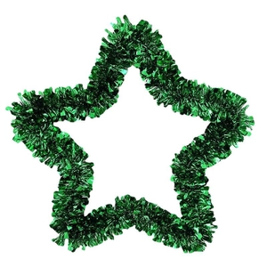 Sparkling green tinsel star wreath 35cm for festive Christmas door and wall decorations