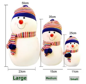 Size chart for Christmas snowman plush toys in three different heights 50cm 35cm 25cm