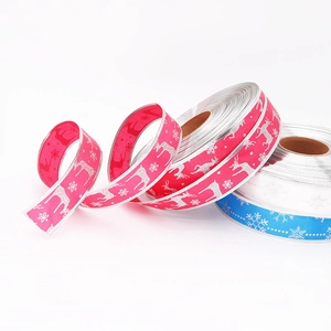 5cm Christmas ribbon rolls with silver deer and snowflake prints for gift wrapping decor