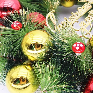 40cm Green Christmas wreath with gold and red balls plus Merry Christmas sign