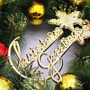 40cm Green Christmas wreath with gold greetings plaque, red and gold ornaments for door decor