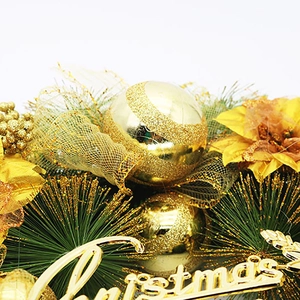 40cm Christmas wreath with golden balls and glitter pine needles for festive door decor