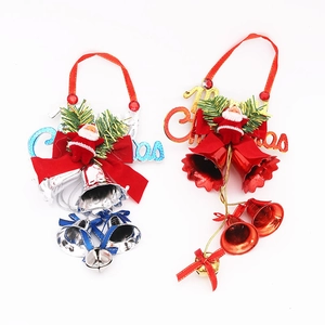 Dettagli di campane natalizie da 25cm con Babbo Natale e fiocchi di velluto rosso