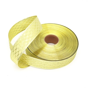 Nastro natalizio in oro metallizzato con trama a diamante per confezioni regalo