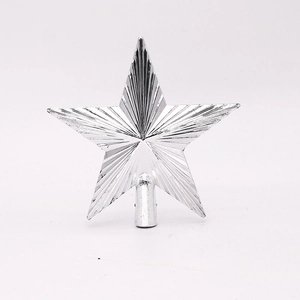 Silver glittered star tree topper with radial texture for 14.5cm Christmas tree decor