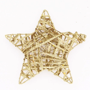 Étoile de Noël de 15cm en fil doré pailleté pour décoration de sapin et fêtes