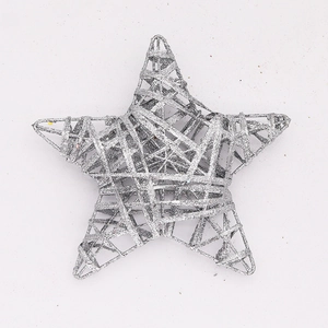 Détail d'une étoile de Noël en fil argenté de 15cm avec paillettes brillantes