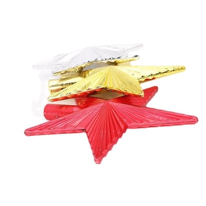 Three-piece set of 14.5cm Christmas tree star toppers in gold, silver, and red colors