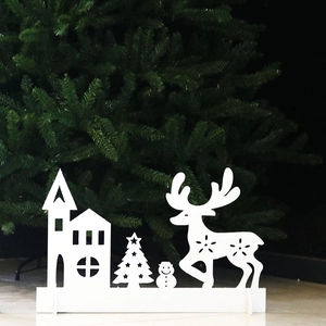White Christmas silhouette set featuring reindeer, trees, and houses for holiday decor