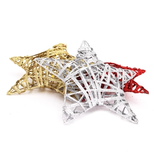 Lot de 3 étoiles de Noël de 15cm en fil pailleté or, argent et rouge pour sapin festif